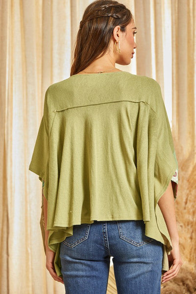 PL  Poncho Knit Embroidery Top